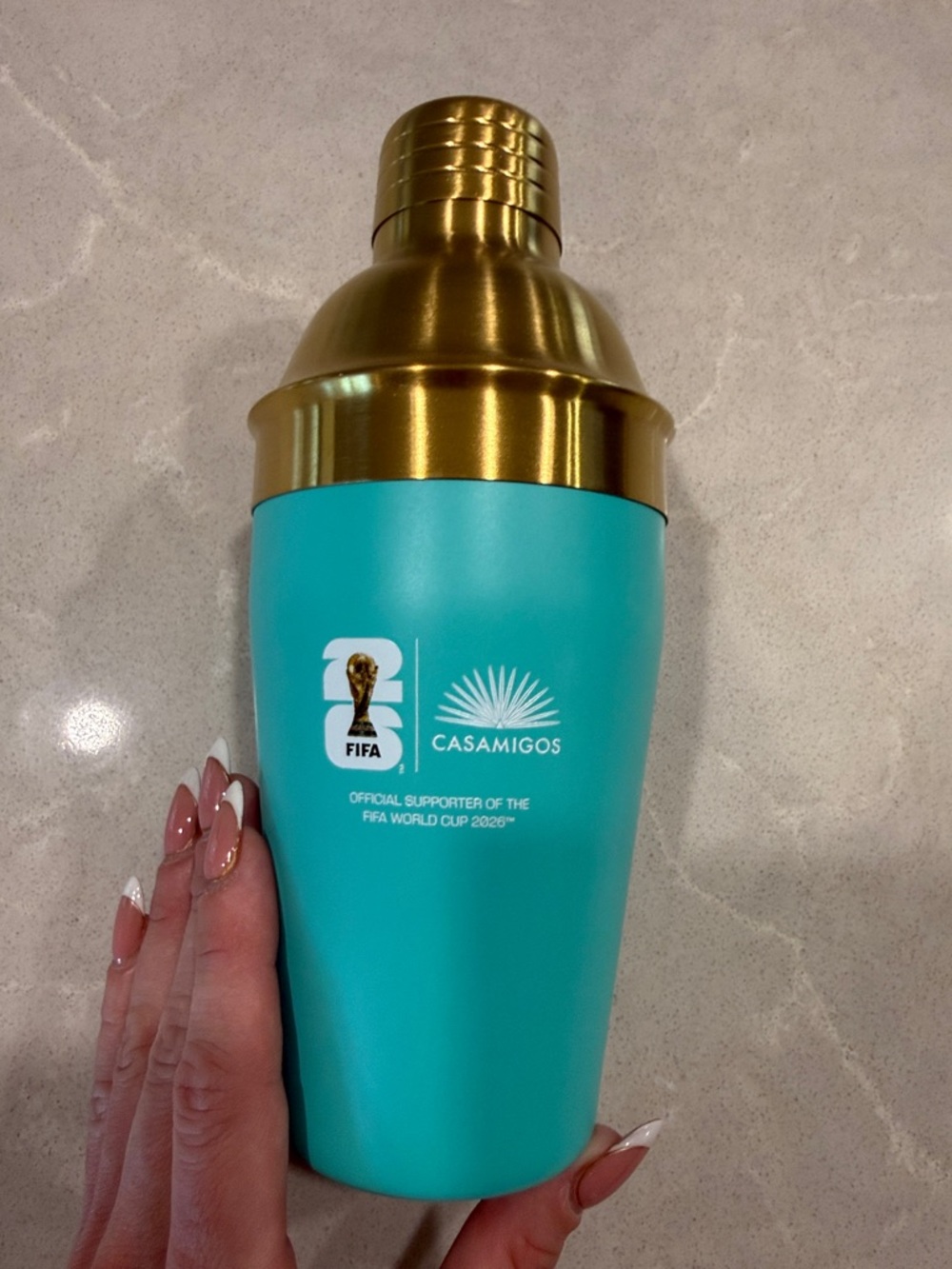 FIFA 2026 World Cup Casamigos Turquoise & Gold Cocktail Shaker